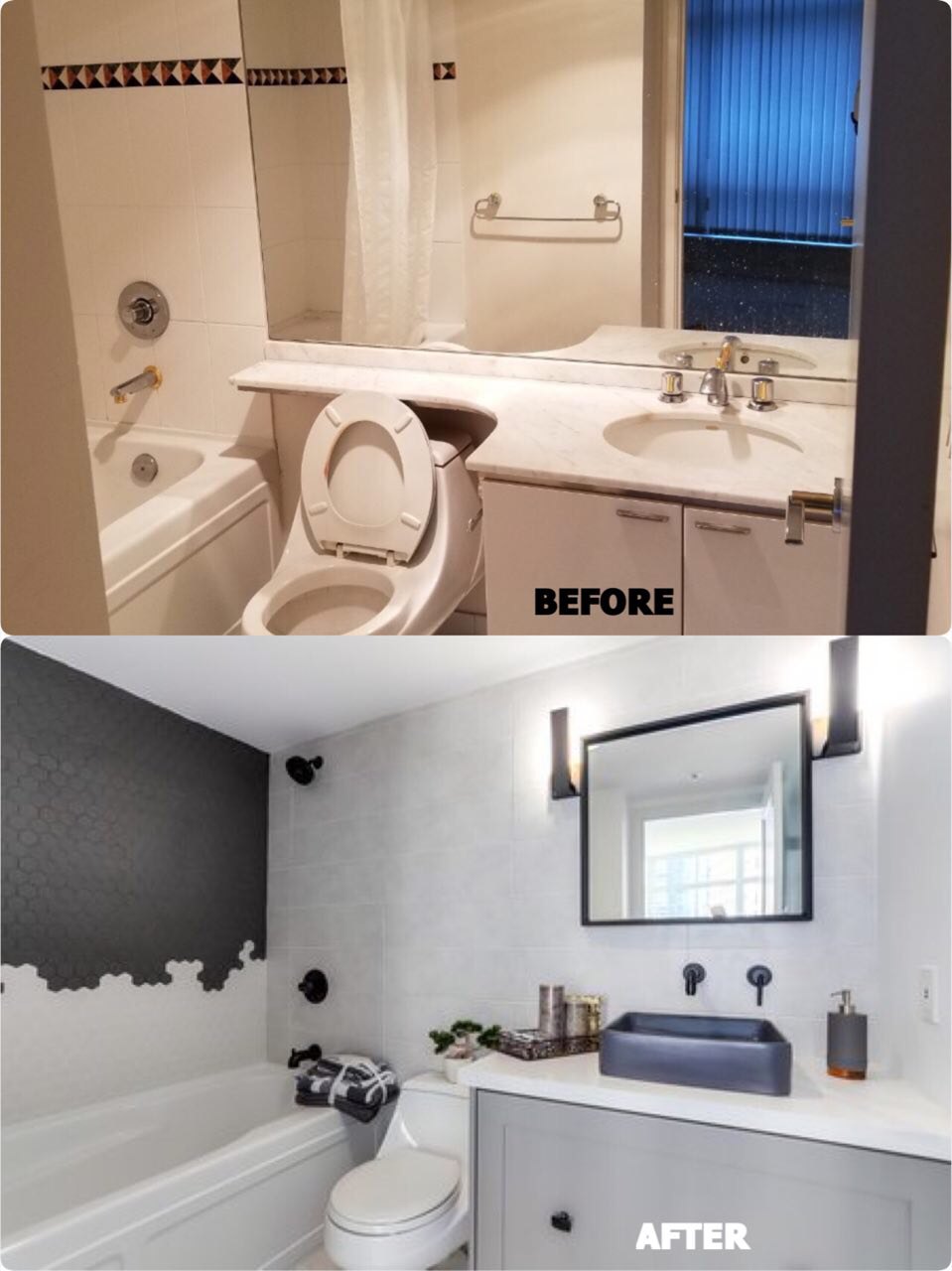 Bathroom transformation — before and after rehab
