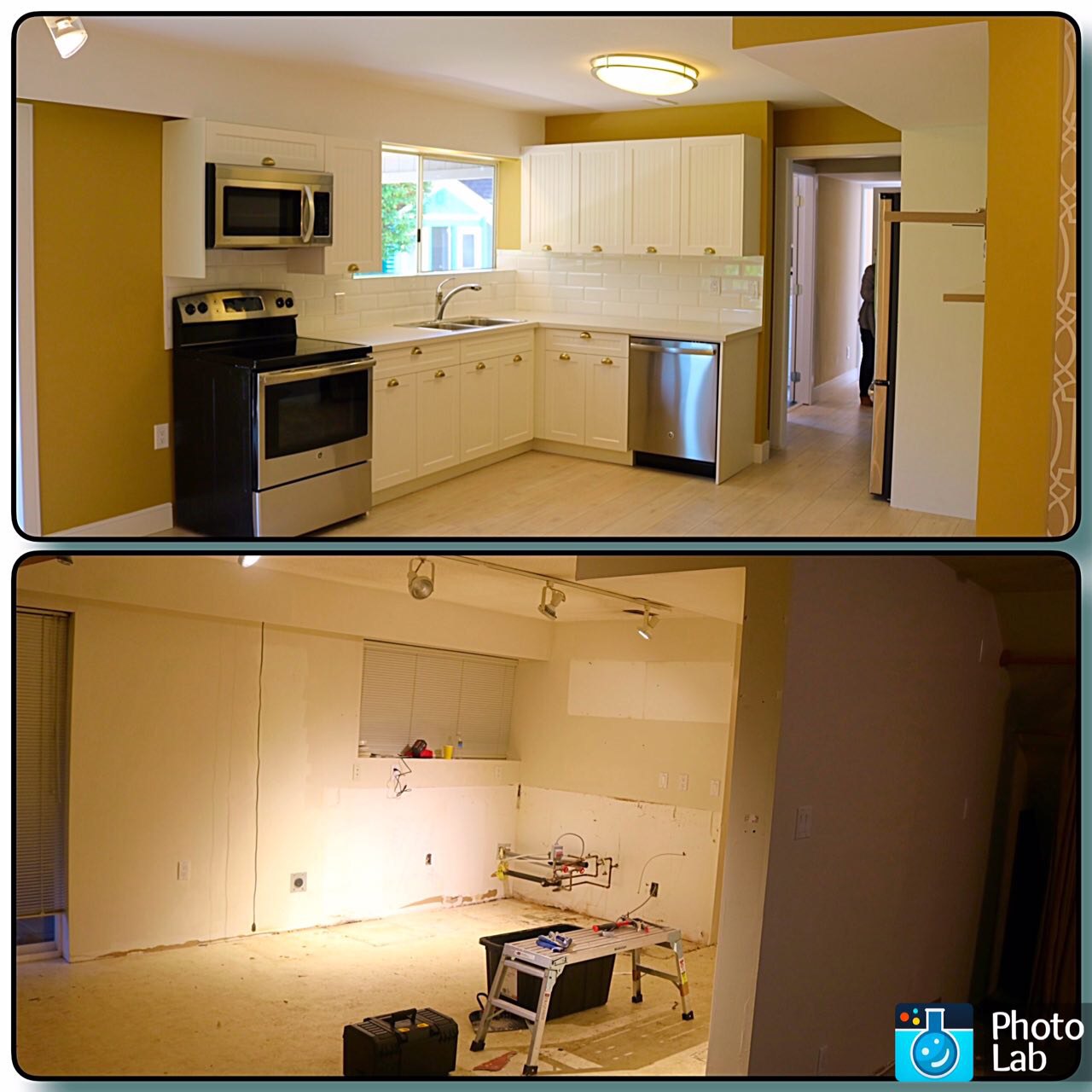 Kitchen rehab comparison — before and after rehab