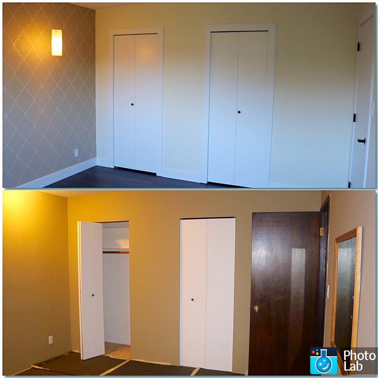 Room renovation comparison — before and after rehab